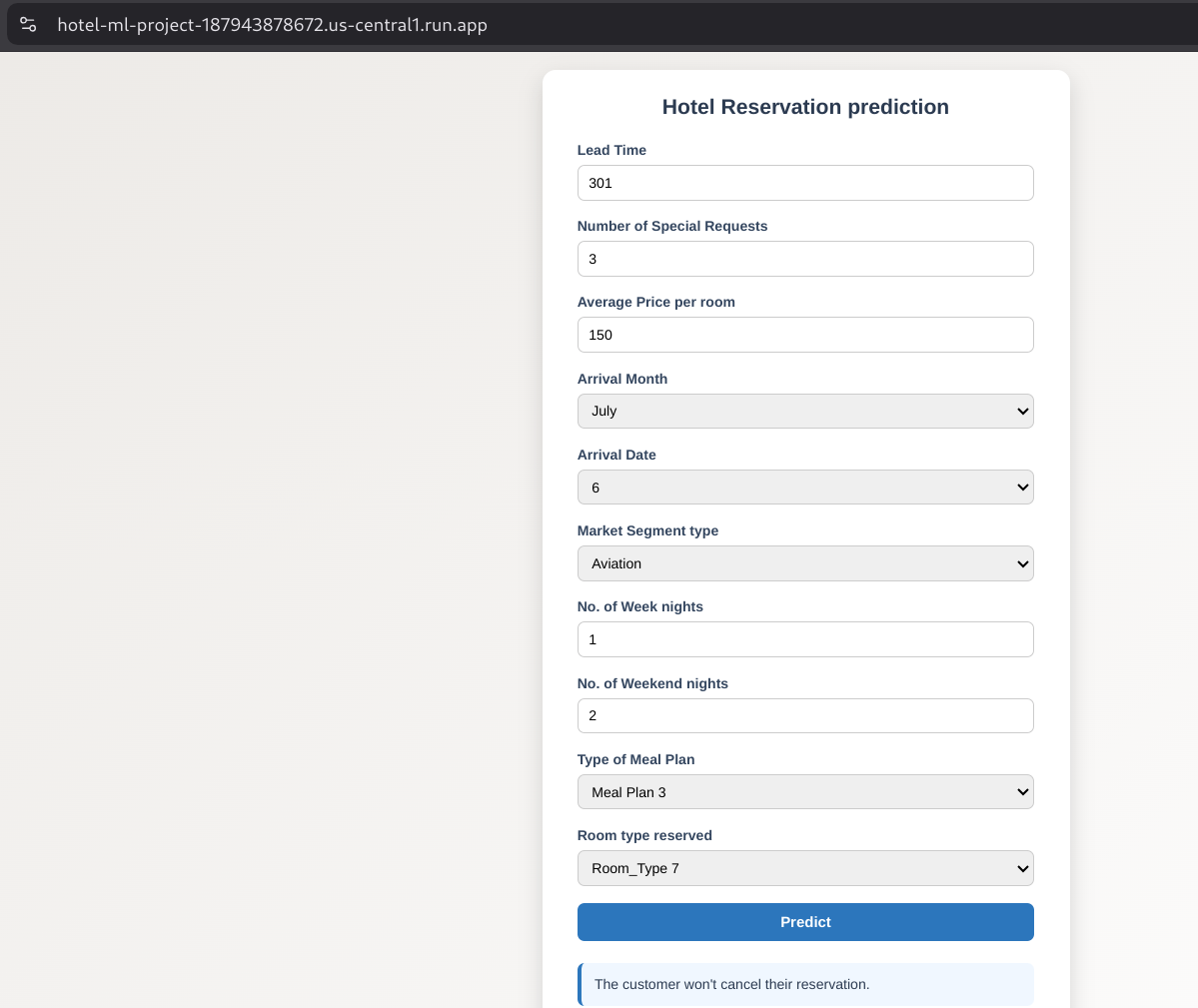 Hotel Cancellation App Interface